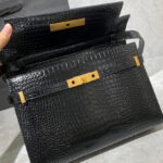 Saint Laurent Manhattan Shoulder Bag In Crocodile-embossed Shiny Leather 579271 Black